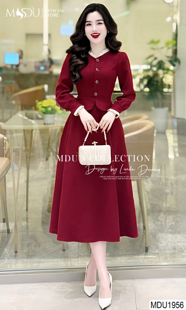 Top 10+ Mẫu Đầm Dự Tiệc Che Bụng Sang Trọng Giúp Tôn Dáng Hoàn Hảo 9 Đầm Dự Tiệc Tay Dài Đính Cúc