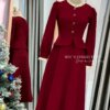 Váy Thiết Kế MDU1956 – Dáng Dài Màu Đỏ Sang Chảnh Đính Cúc Thanh Lịch Tinh Tế 13 vay thiet ke mdu1956 6 Mdu Fashion