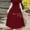 Váy Thiết Kế MDU3900 – Màu Đỏ Quyến Rũ Cổ Vuông Thanh Lịch Cùng Đường May Tỉ Mỉ 8 vay thiet ke mdu3900 2 Mdu Fashion
