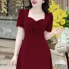 Váy Thiết Kế MDU3900 – Màu Đỏ Quyến Rũ Cổ Vuông Thanh Lịch Cùng Đường May Tỉ Mỉ 9 vay thiet ke mdu3900 4 Mdu Fashion