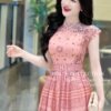 Váy Thiết Kế MDU4298 – Màu Hồng Cam Dáng Dài Tay Hến Cách Điệu 11 vay thiet ke mdu4298 5 Mdu Fashion