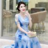 Váy Dáng Xòe MDU4314 Tông Xanh Pastel Phối Họa Tiết Bắt Mắt 10 vay thiet ke mdu4314 2 1 Mdu Fashion