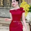 Váy Thiết Kế MDU4378 – Màu Đỏ Sang Chảnh Ôm Body Lệch Vai Quyến Rũ 10 vay thiet ke mdu4378 2 Mdu Fashion