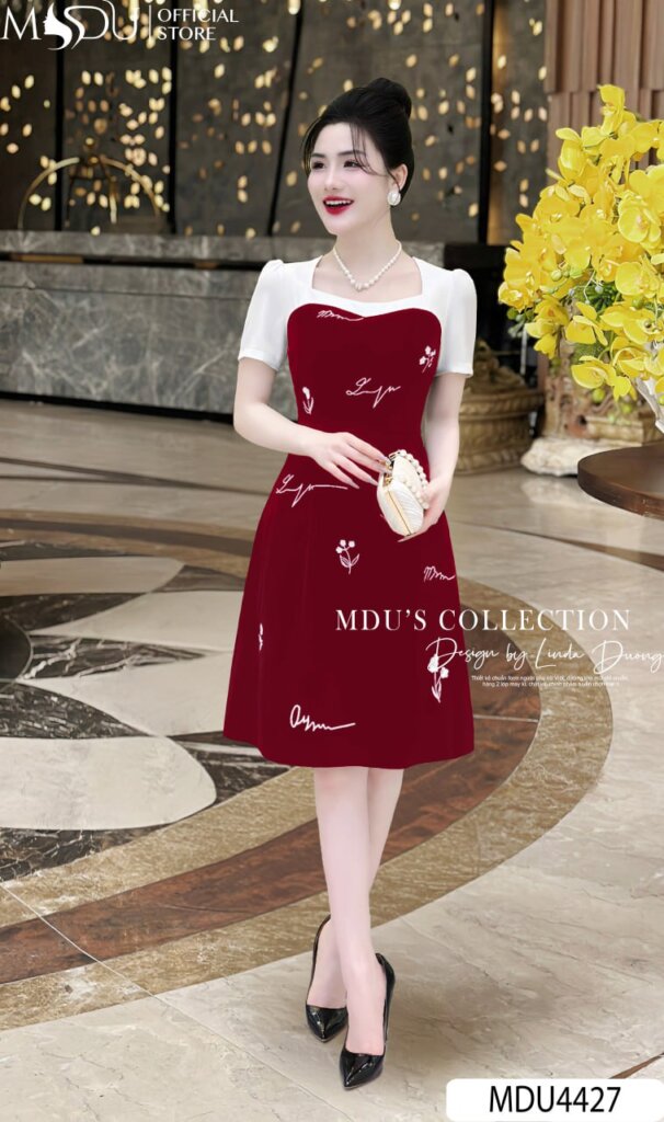 Top 10+ Mẫu Đầm Body Cổ Vuông Sang Trọng Từ Thương Hiệu MDU Fashion 3 Đầm body cổ vuông chất nhung Hàn Phối Mango Ý