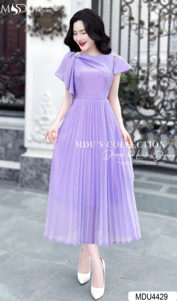 Top 10+ Mẫu Đầm Màu Tím Đi Dự Tiệc Đẹp Nhất Năm Nay 3 Đầm Màu Tím Đi Dự Tiệc Dáng Xòe của MDU Fashion