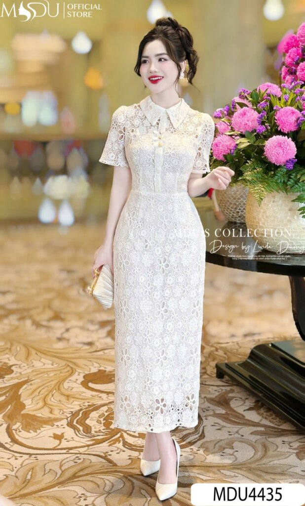 Top 10+ Mẫu Đầm Dự Tiệc Che Bụng Sang Trọng Giúp Tôn Dáng Hoàn Hảo 3 Đầm Dự Tiệc Với Điểm Nhấn Họa Tiết Ren