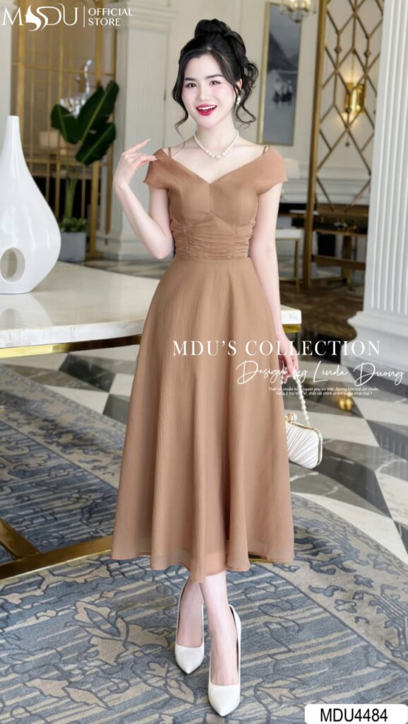 Top 10+ Mẫu Đầm Tiểu Thư Dự Tiệc Đẹp Nhất Từ MDU Fashion - Sang Trọng Và Thanh Lịch 6 Đầm Tiểu Thư Dự Tiệc Cổ Chữ V