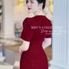 Váy Thiết Kế MDU4571 Màu Đỏ Đô Thiết Kế Cổ Vuông Cách Điệu 10 vay t5hiet ke mdu4571 3 Mdu Fashion