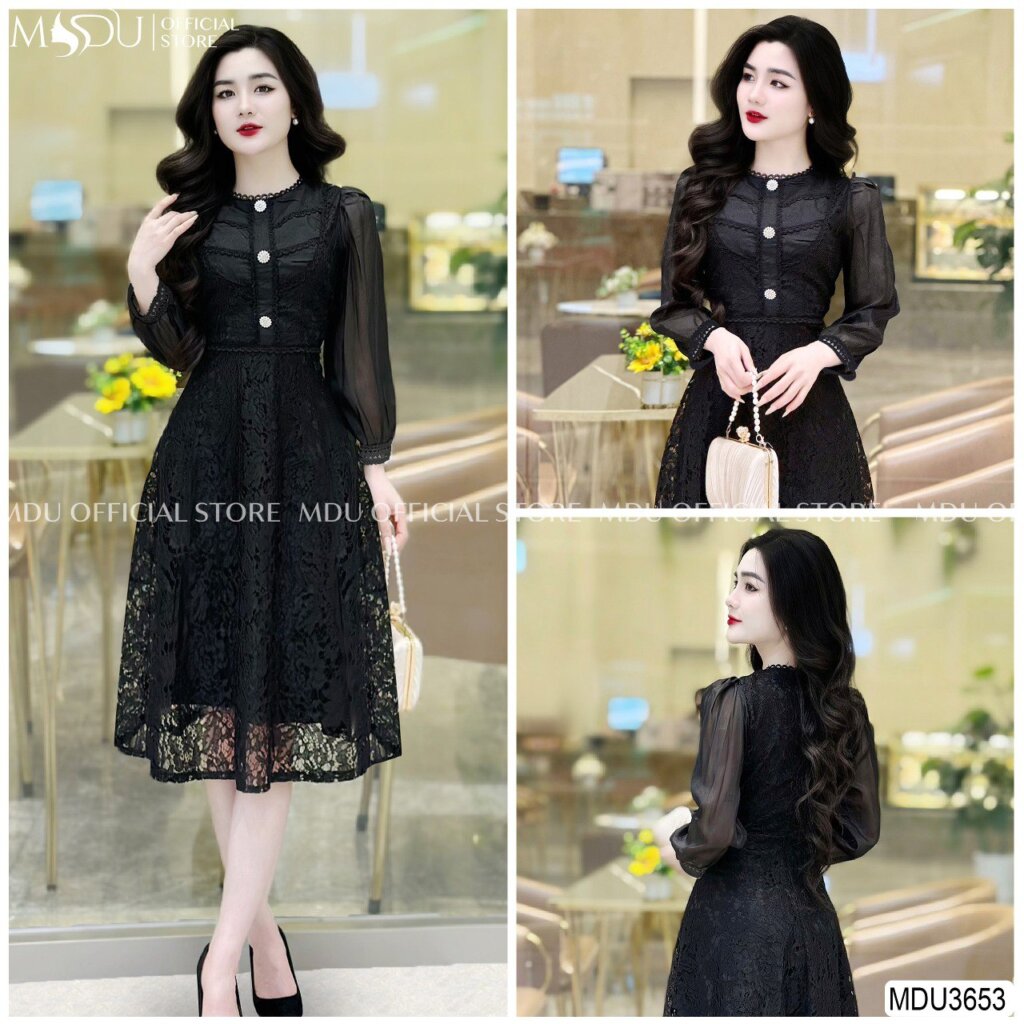 Top 10+ Mẫu Đầm Đen Dự Tiệc Cưới Sang Trọng và Đẳng Cấp Không Thể Bỏ Qua 3 Đầm Đen Dự Tiệc Cưới Dài Tay