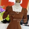 Váy Dự Tiệc MDU3732 Màu Nâu Cổ Vuông Quyến Rũ 13 vay thiet ke mdu3732 6 Mdu Fashion