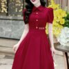 Váy Thiết Kế MDU3792 Màu Đỏ Quyến Rũ Đính Cúc Cách Điệu 9 vay thiet ke mdu3792 4 Mdu Fashion