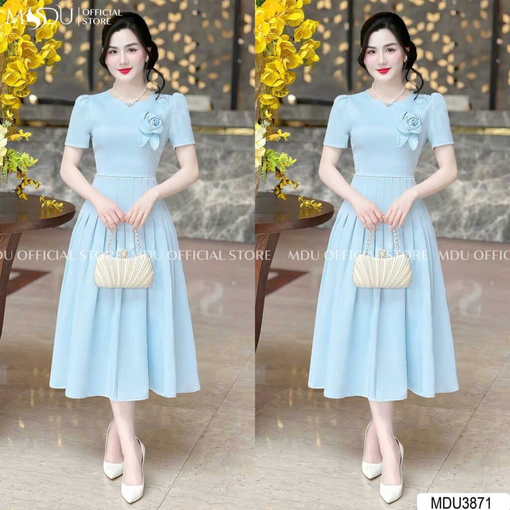 Top 10+ Mẫu Váy Dự Tiệc Màu Xanh Dương Thanh Lịch 8 Váy Dự Tiệc Màu Xanh Dương Dáng Xòe