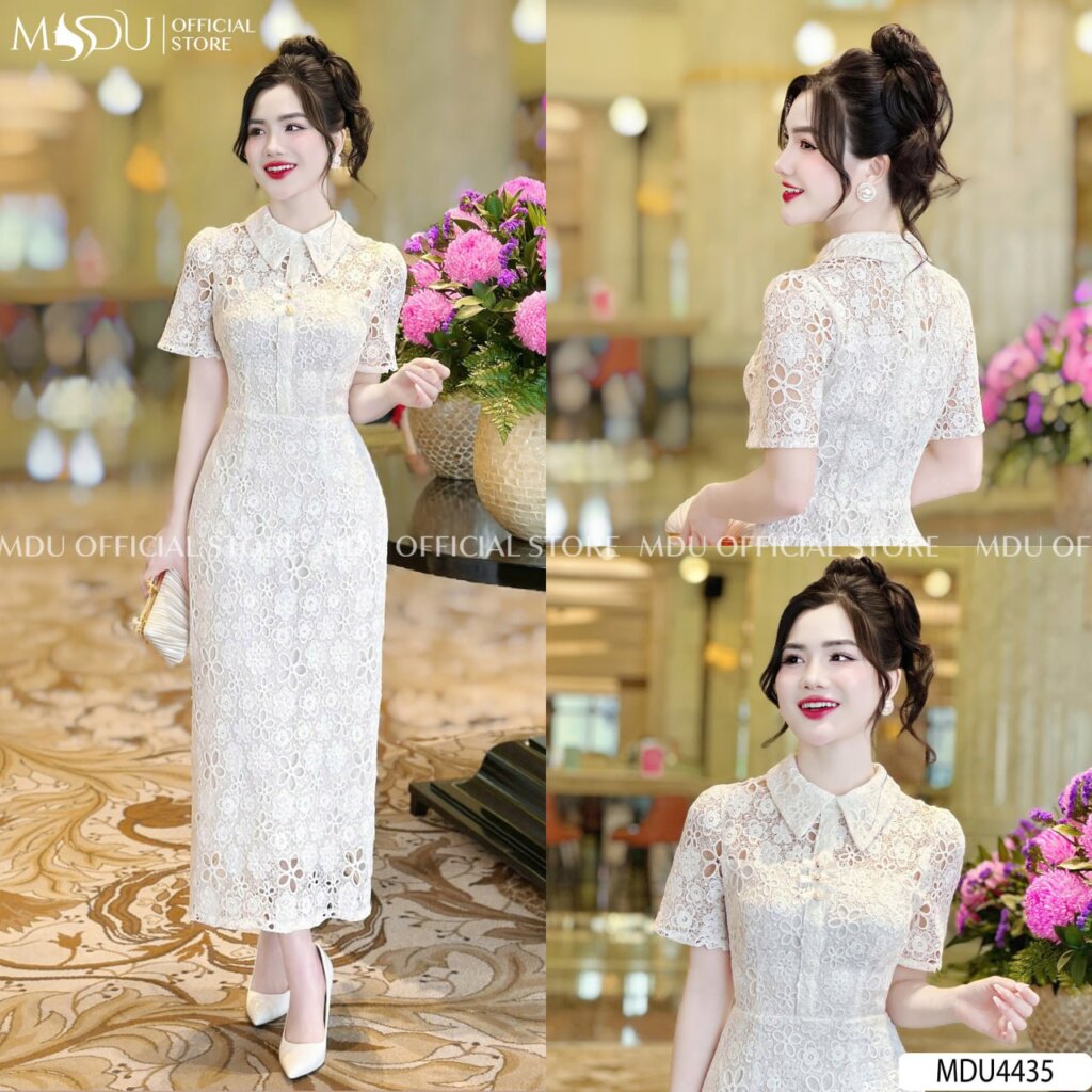 Top 10+ Mẫu Đầm Dự Tiệc Màu Trắng Thanh Lịch Và Sang Trọng 5 Đầm Dự Tiệc Màu Cổ Sơ Mi