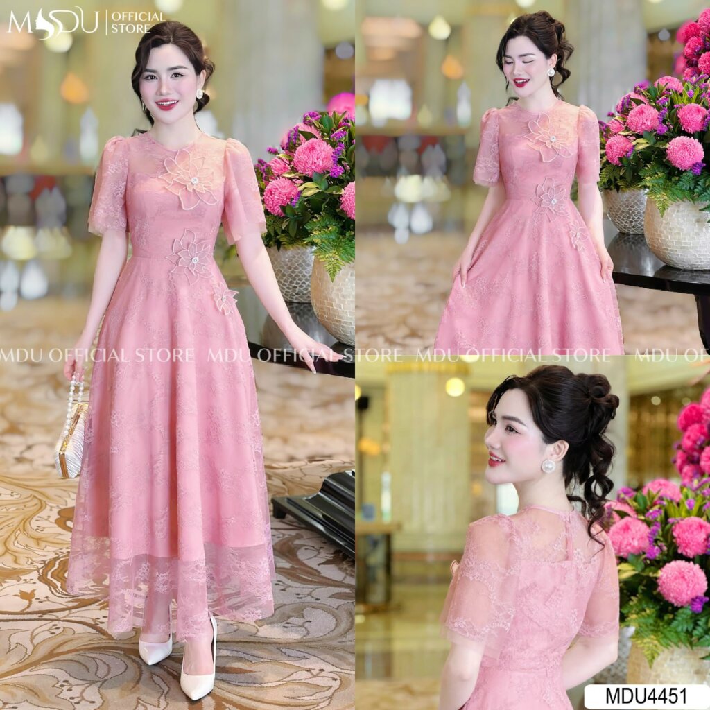 Top 10+ Mẫu Đầm Dự Tiệc Màu Hồng Phấn Thanh Lịch Và Cuốn Hút 5 Đầm Dự Tiệc Hồng Phấn Họa Tiết Dệt Nổi