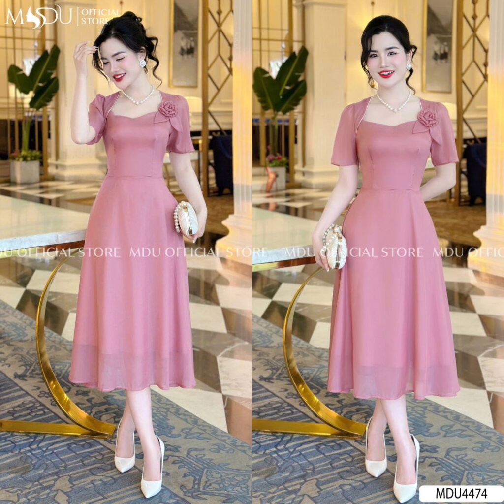 Top 10+ Mẫu Đầm Dự Tiệc Màu Hồng Phấn Thanh Lịch Và Cuốn Hút 9 Đầm Dự Tiệc Màu Hồng Chiết Eo