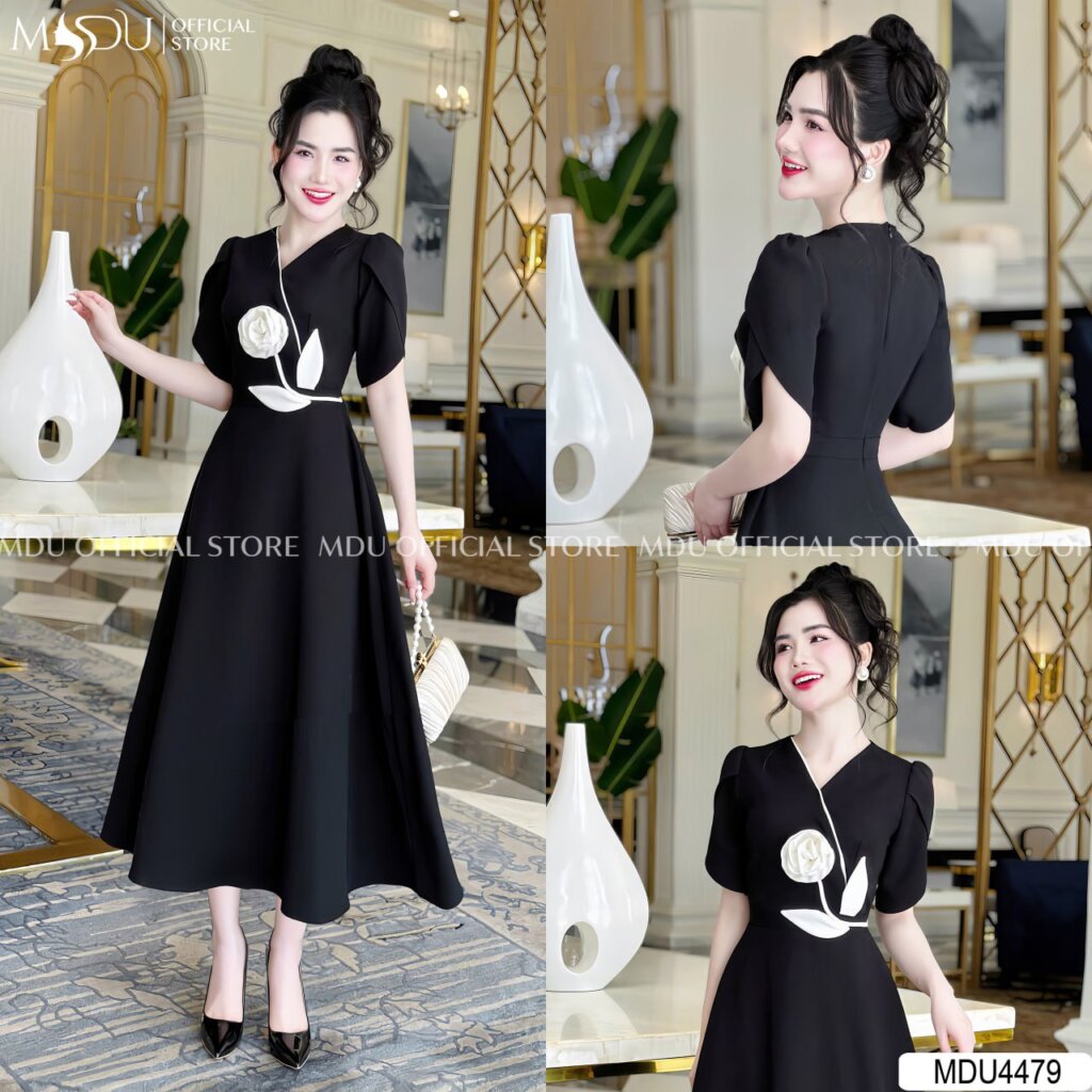 Top 10+ Đầm Đen Dự Tiệc Cho Người Mập Giúp Tôn Dáng Và Tỏa Sáng 7 Đầm Đen Dự Tiệc Cổ Chữ V