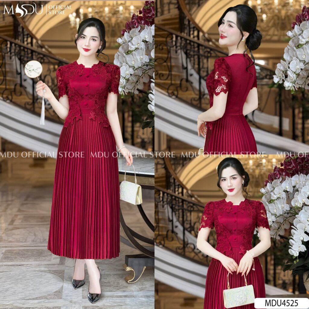 7 Mẫu Váy Dự Tiệc Tết Nguyên Đán Nổi Bật Nhất Từ MDU Fashion 3 Váy Dự Tiệc Tết Nguyên Đán Xếp Ly