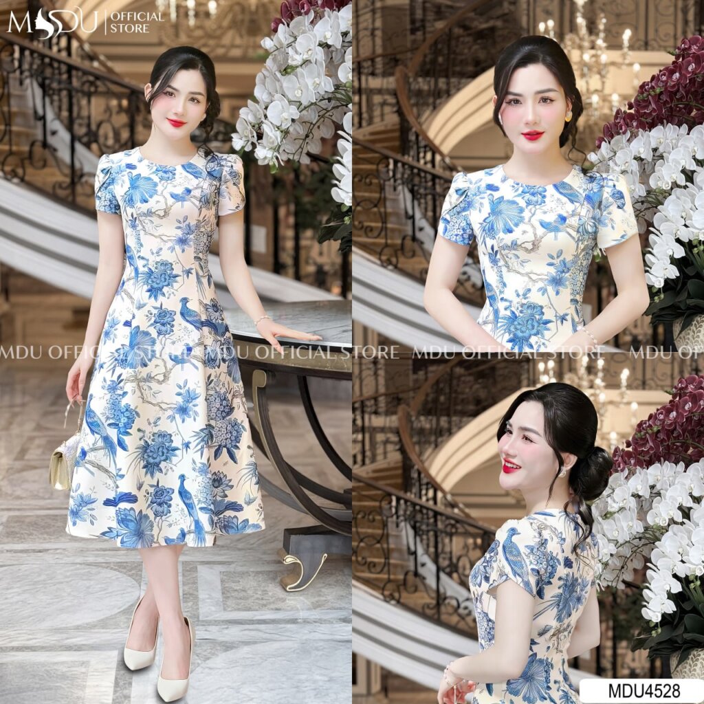 Top 10+ Mẫu Váy Dự Tiệc Màu Xanh Dương Thanh Lịch 4 Váy Dự Tiệc Họa Tiết Xanh