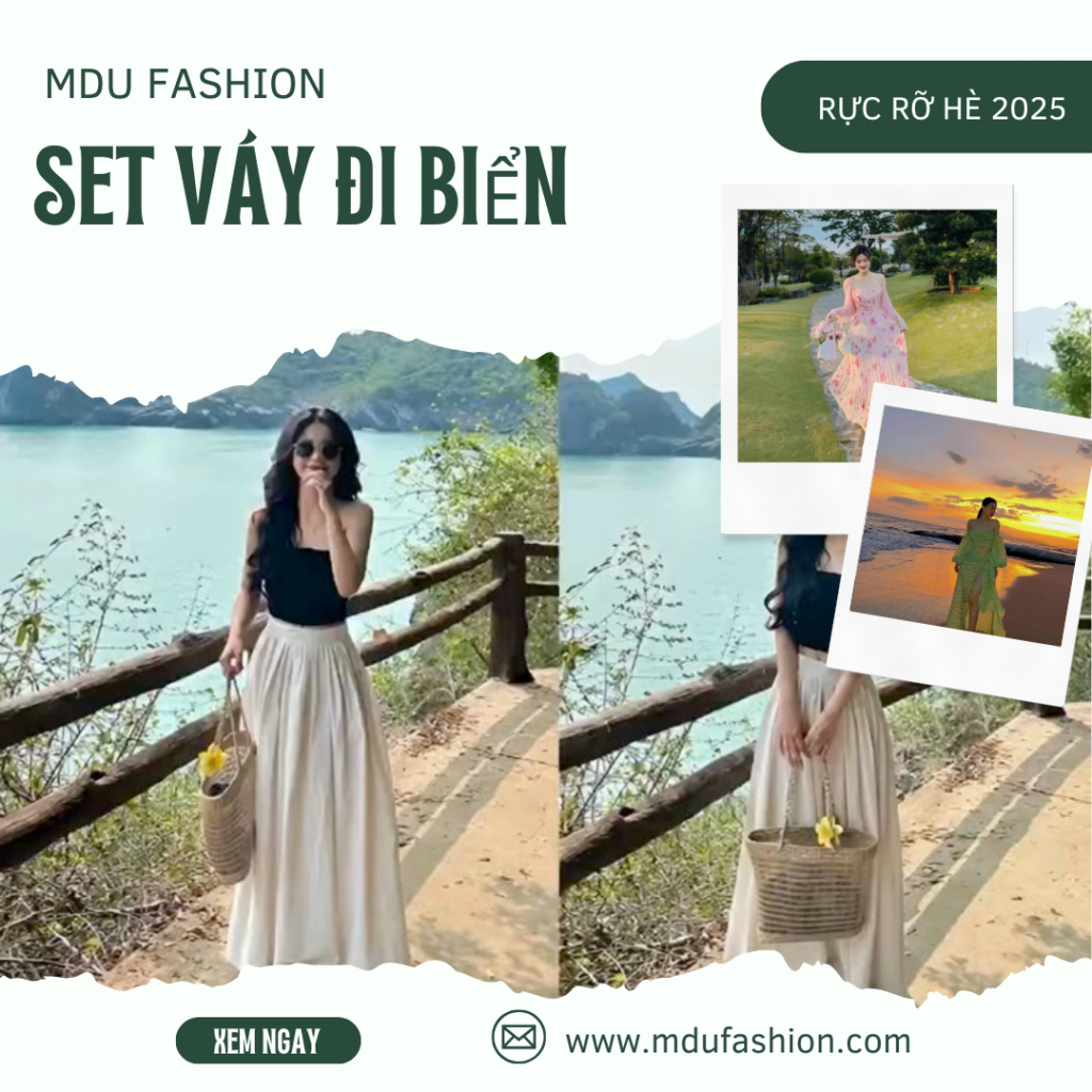 Set Váy Đi Biển Hè 2025 – Đẹp Mê Hồn, Diện Là Ghiền 1 Green and White Modern Travel Promotion Instagram Post Mdu Fashion