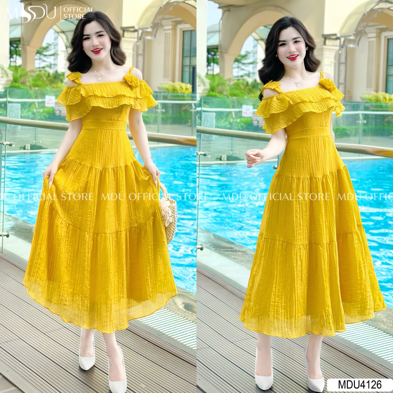 Ghim Top 5 Siêu Phẩm Đầm Dài Đi Biển Cực Xinh Mặc Là Ghiền 6 Cùng Linda Khám Phá Top 5 Mẫu Đầm Dài Đi Biển Đẹp Nhất Từ MDU Fashion - Váy Dài Đi Biển Maxi Màu Vàng Đính Hoa Tinh Tế