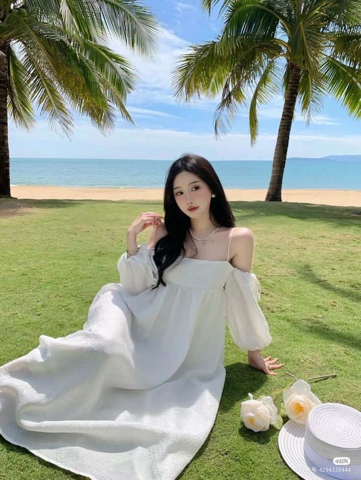 Đầm Maxi Trắng Đi Biển Duyên Dáng Bên Sóng Biển Tinh Khôi 8 Kiểu Dáng Đầm Maxi Trắng Đi Biển - Đầm Tay Dài Hoặc Xòe