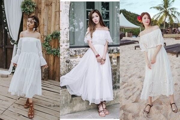 Lên Sóng Những Mẫu Dép Đi Biển Cho Nữ Đẹp Nhất 2025 9 Dép đi biển cho nữ - Dép Quai Ngang Với Váy Maxi