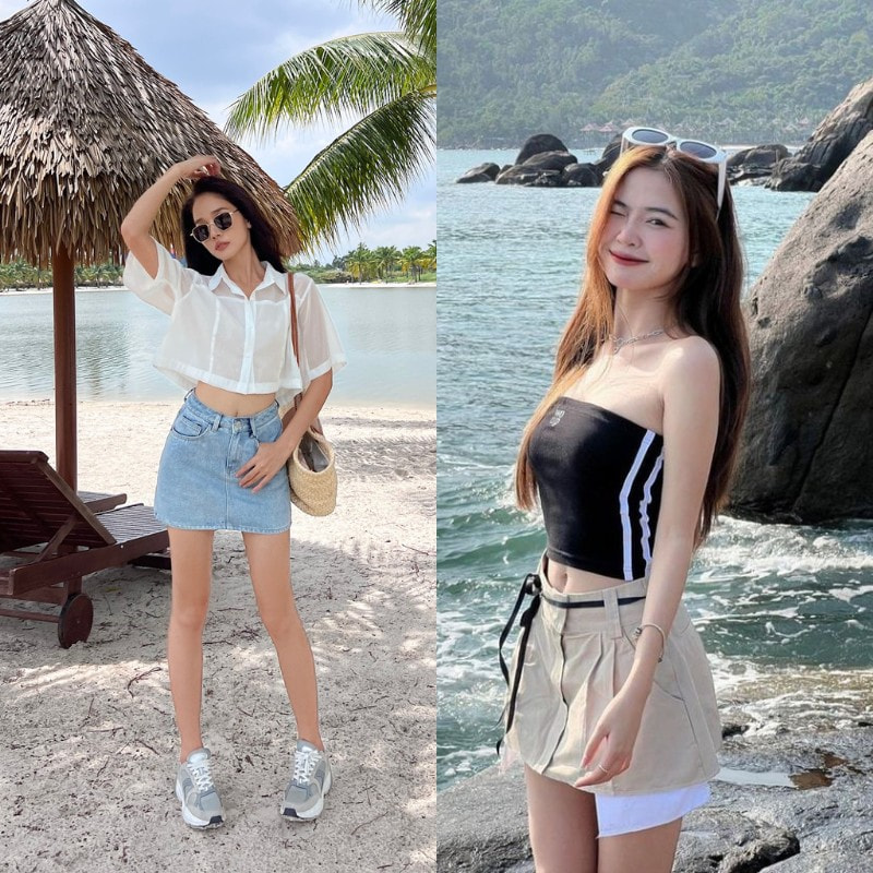Đi Biển Mặc Gì Cho Đẹp? Gợi Ý Đỉnh Cao Cho Nàng Tỏa Sáng 8 Gợi Ý Trang Phục Tuyệt Nhất - Áo Croptop Kèm Chân Váy