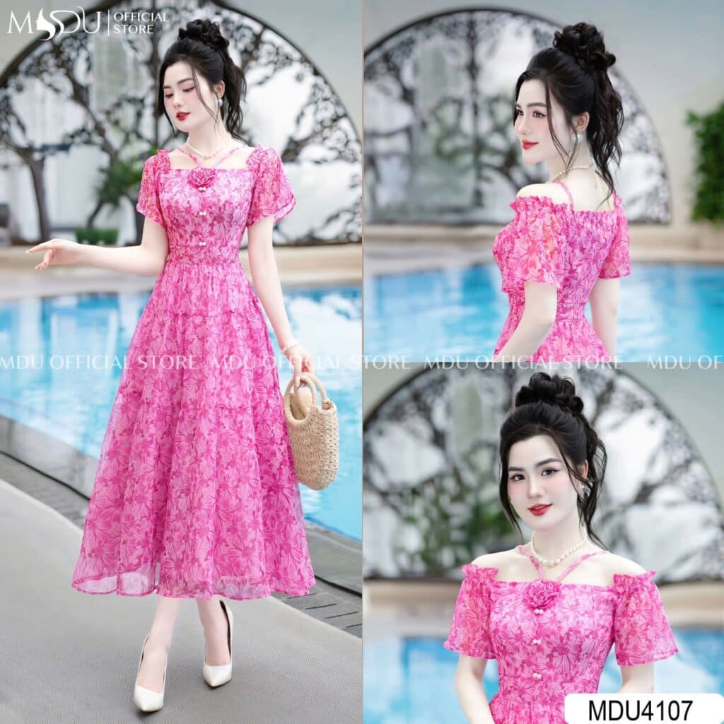 Đi Biển Mặc Gì Chụp Hình Đẹp? Mách Nàng Top Mẫu Váy Thiết Kế Hot Mùa Hè 2025 4 Đi biển mặc gì chụp hình đẹp - Váy Hồng Đính Hoa Độc Đáo