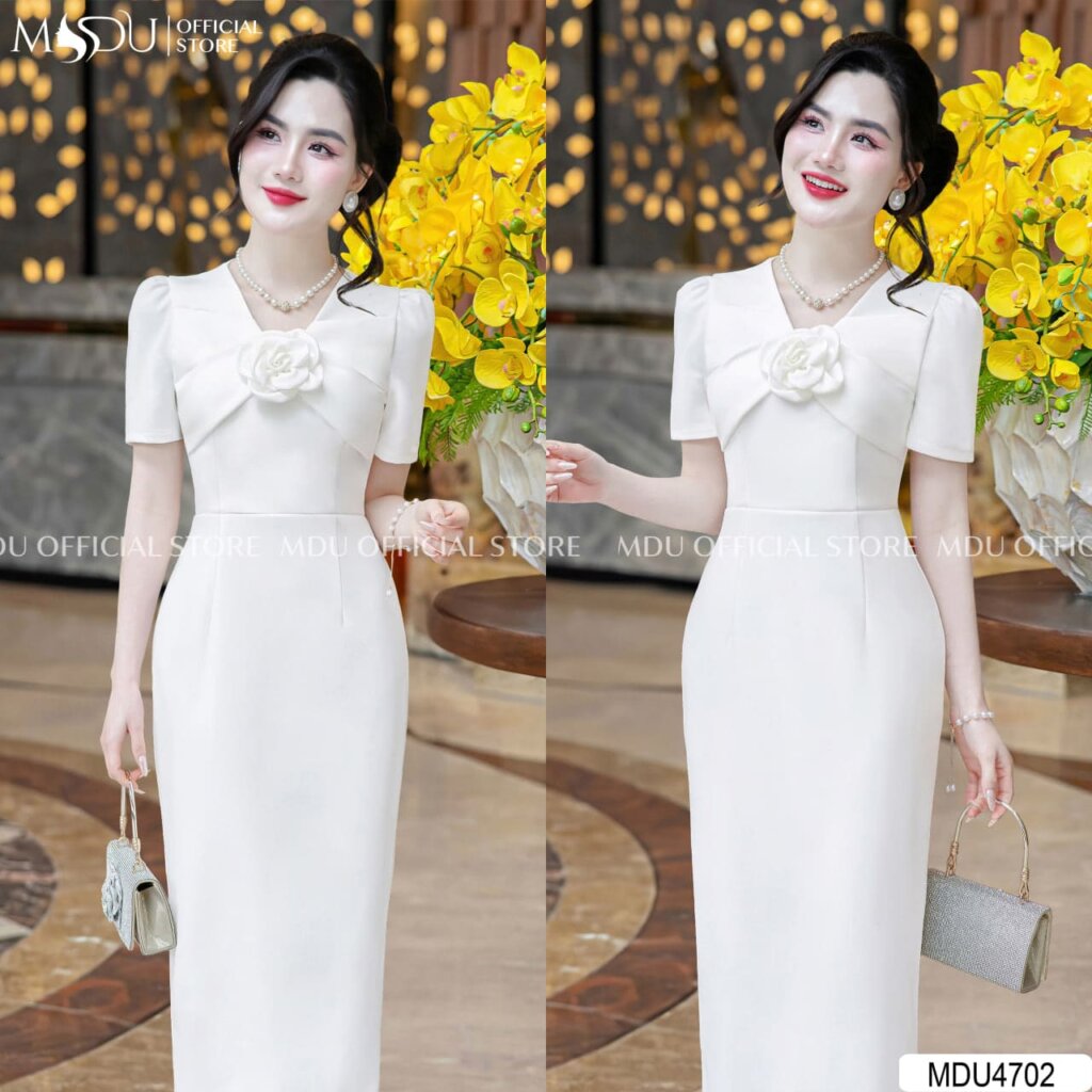 Váy Thiết Kế MDU5292 Lụa Twist Satin Vân Cao Cấp Dáng Suông Dài Navy Quý Phái Và Hiện Đại 8 photo 2025 03 04 16 17 52 1 Mdu Fashion