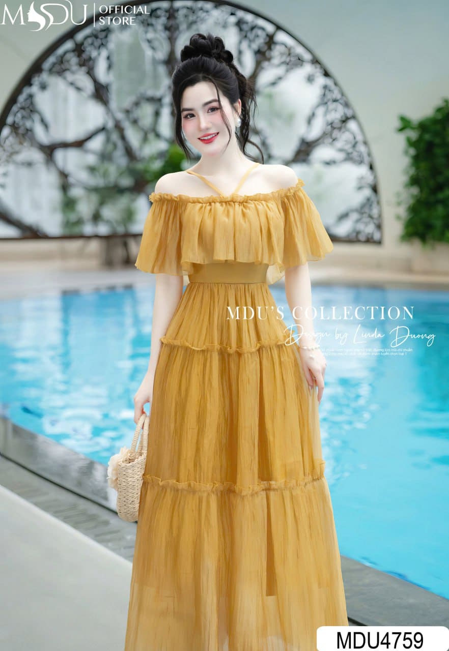 Chọn Váy Dài Đi Biển Đẹp Để “Sống Ảo” Triệu Like 6 Váy Trễ Vai – Phong Cách Bohemian Đầy Mê Hoặc