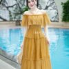 Váy Thiết Kế MDU4759 Tơ Óng Ngọc Trai Trễ Vai Xếp Ly Bay Bổng 9 vay thiet ke MDU4759.1 Mdu Fashion