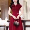 Váy Thiết Kế MDU4793 Đỏ Đô Sang Trọng Hoa Nổi Thủ Công 9 vay thiet ke MDU4793 1 Mdu Fashion