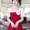 Váy Thiết Kế MDU4796 Tay Rũ Thanh Thoát Hoa Đỏ Quý Phái Dáng Xòe Nhẹ 10 vay thiet ke MDU4796 2 Mdu Fashion