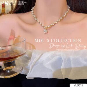 VLD015 – Vòng Cổ Ngọc Trai Hoa Hồng Thanh Nhã