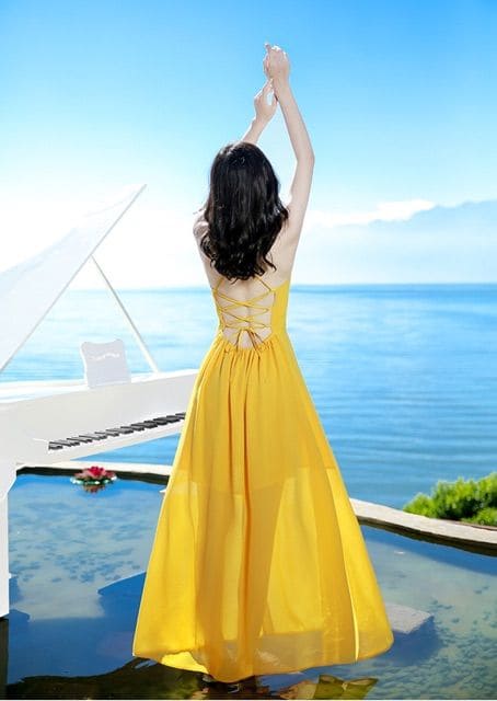 Váy Maxi Đi Biển 2025 - Xu Hướng Thời Trang Không Thể Bỏ Qua 7 Các Kiểu Váy Maxi Đi Biển Đẹp Mê Hồn - Váy Maxi Hở Lưng