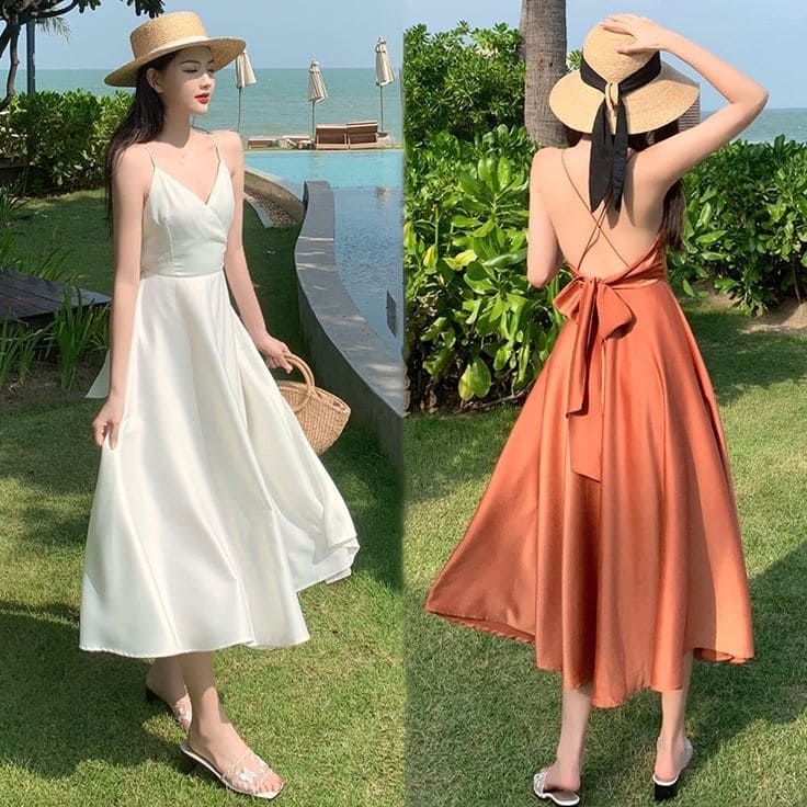 Đầm Maxi Hở Lưng Đi Biển Quyến Rũ, Hóa Nàng Thơ Bên Biển Xanh 13 Xu hướng đầm maxi hở lưng đi biển năm 2025