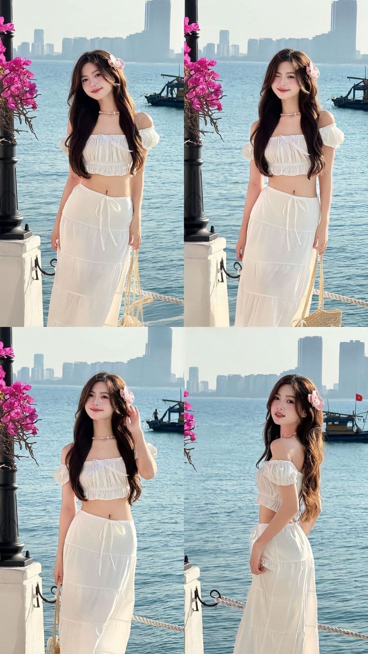 Phối Đồ Đi Biển Nữ Bí Quyết Trở Thành Tâm Điểm 9 Phối đồ đi biển cho nữ - Áo trễ vai