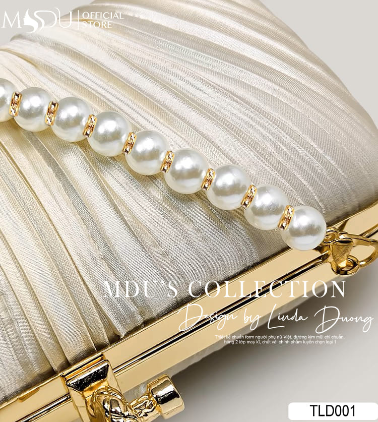 TLD001 Túi Clutch Cầm Tay Phối Dây Ngọc Trai 21 Tui Clutch TLD001