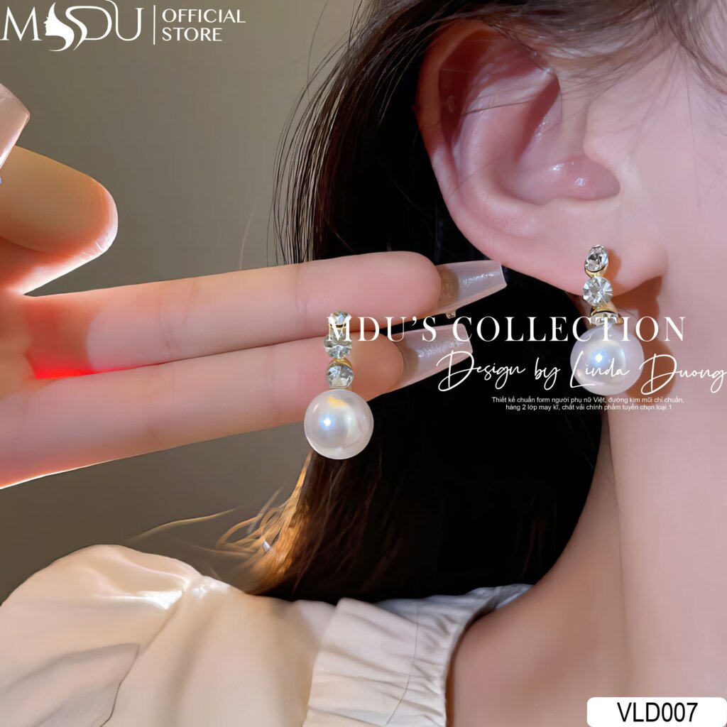 VLD007 Khuyên Tai Thiết Kế Tỏa Sáng Phong Cách 19 Khuyên Tai Ngọc Trai VLD007