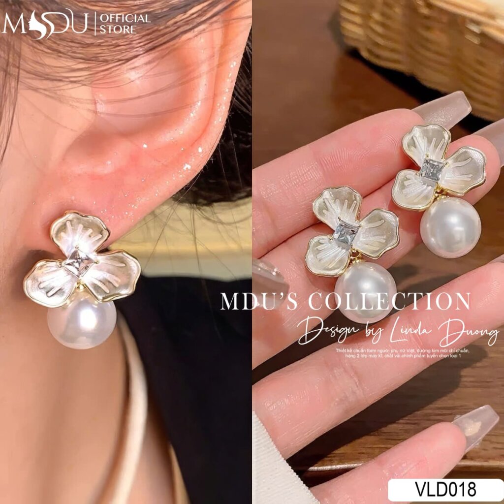 VLD018 – Bông Tai Ngọc Trai Hình Hoa Tinh Xảo Và Duyên Dáng 19 VLD018 – Bông Tai Hoa Ngọc Trai Thanh Nhã & Duyên Dáng