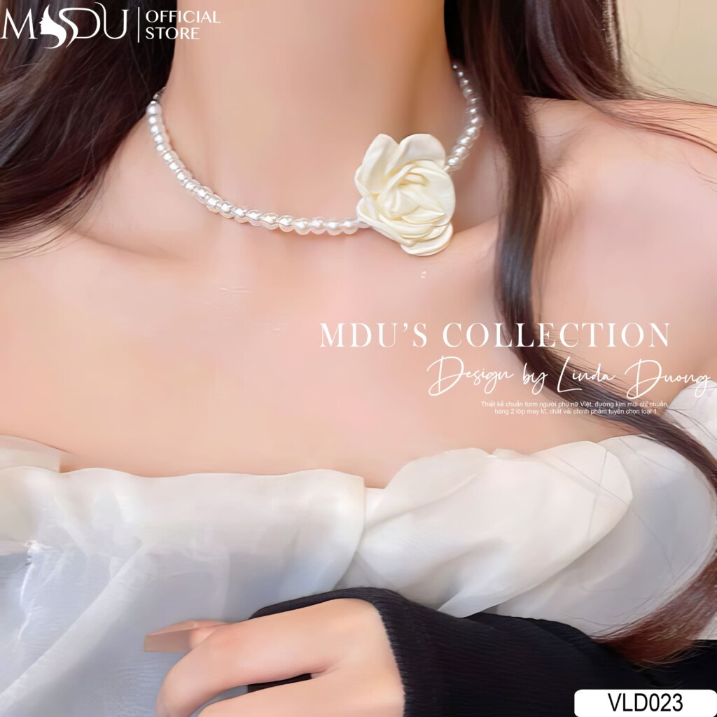 VLD023 – Vòng Cổ Ngọc Trai Đính Hoa Trắng Dịu Dàng Và Nữ Tính 19 Tỏa Sáng Theo Cách Nhẹ Nhàng Nhất Cùng VLD023
