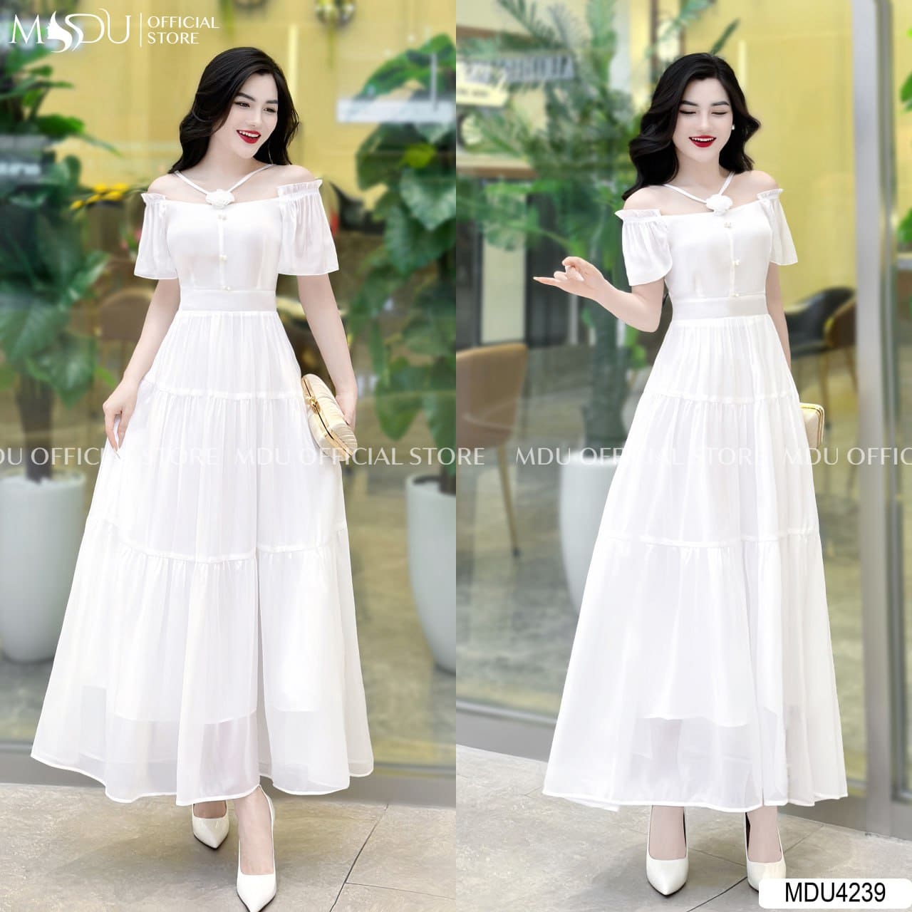 Váy Maxi Đi Biển Màu Trắng, Phong Cách Nàng Thơ Trên Bãi Biển 7 Các Kiểu Dáng Váy Maxi Đi Biển Màu Trắng Đẹp Mê Hồn - Váy Maxi Trễ Vai