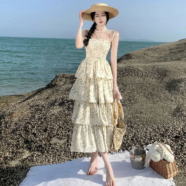 Sắm Váy Maxi Hoa Nhí Đi Biển Để Chụp Ảnh Sống Ảo Cực Chất 15 Cách phối đồ với váy maxi hoa nhí đi biển để “chất như nước cất”
