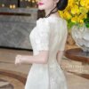 Váy Thiết Kế MDU4723 Dáng Xòe Cổ Vuông Xếp Li Nơ Đá Thanh Nhã 10 vay thiet ke MDU4723 2 Mdu Fashion