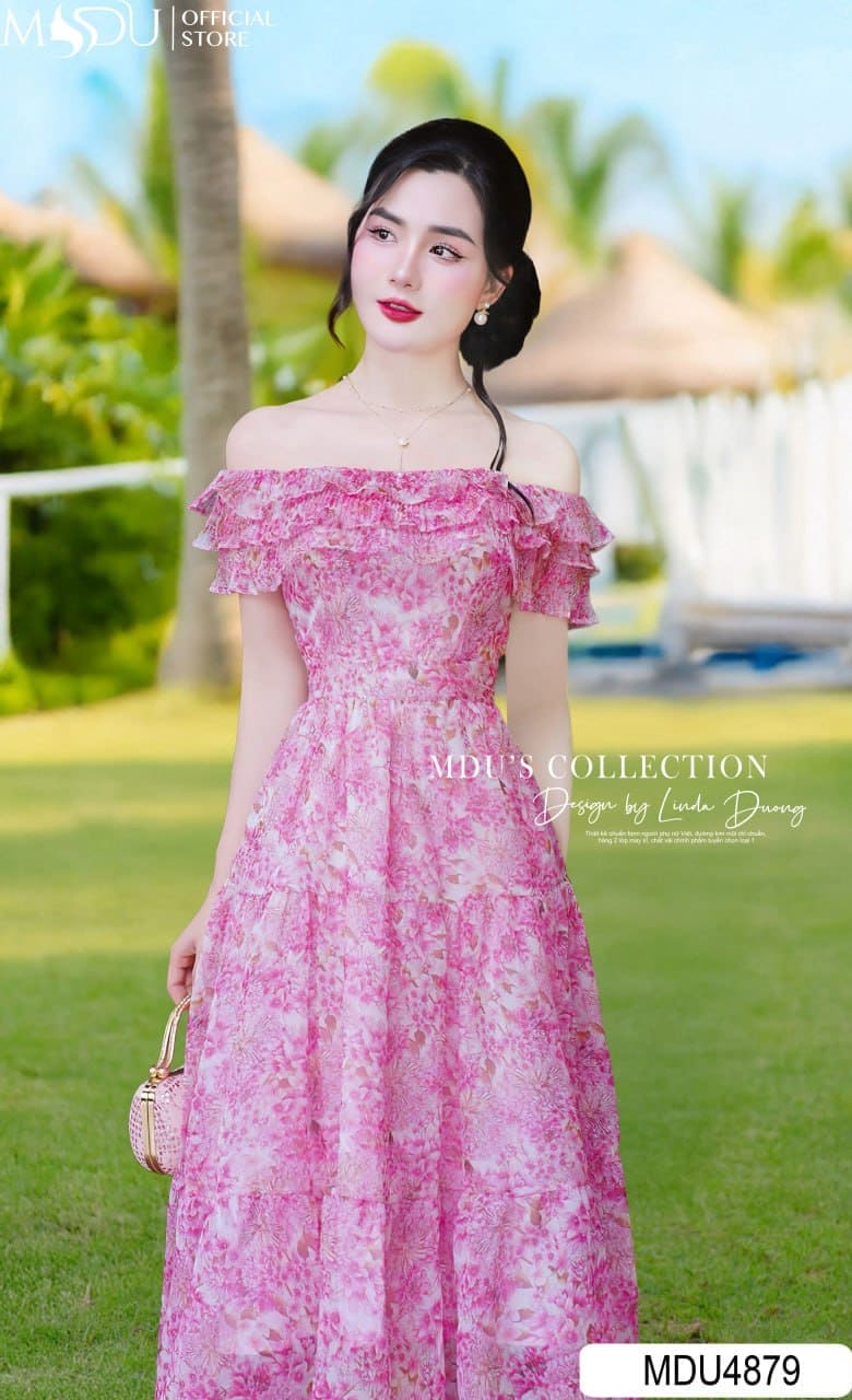 7+ Mẫu Đầm Đi Biển Cho Người Mập Giấu Dáng Đẹp Mê 4 Đầm Đi Biển Cho Người Mập - Đầm Trễ Vai