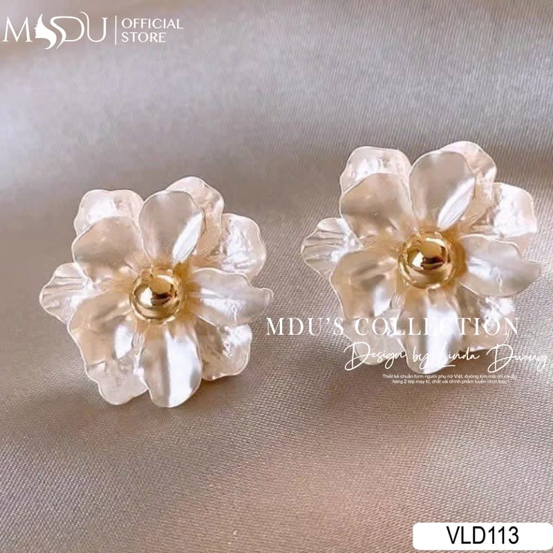 VLD113 – Hoa Tai Hoa Sứ Mạ Vàng Sang Trọng 19 Sang Trọng Tinh Tế Với Hoa Tai VLD113