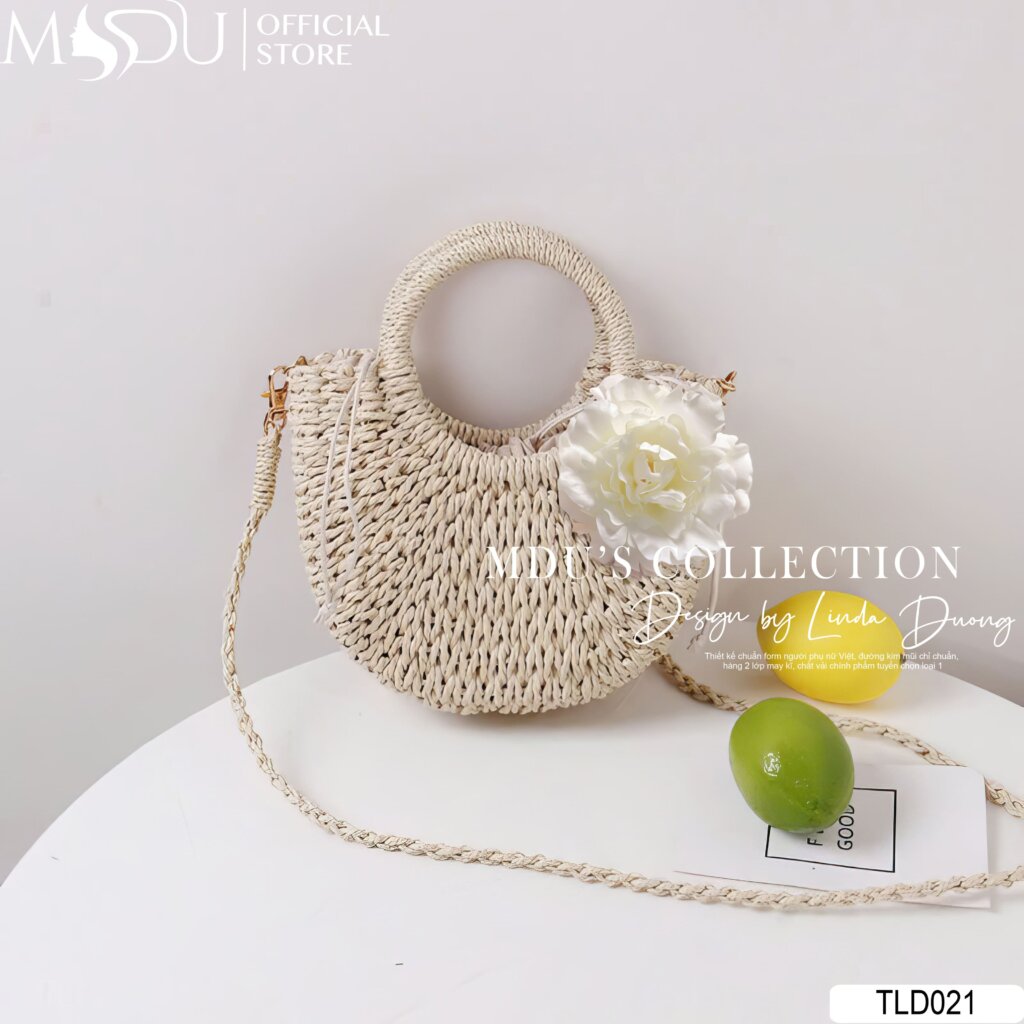 TLD021 – Túi Cói Hoa Trắng Vintage Dịu Dàng Và Thanh Lịch 20 Túi Cói TLD021 – Phong Cách Gần Gũi Và Tinh Tế Cho Cô Gái Hiện Đại