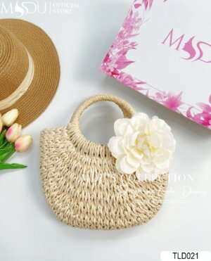 TLD021 – Phụ Kiện Cói Mộc Mạc Với Hoa Trắng Đính Kết Nghệ Thuật