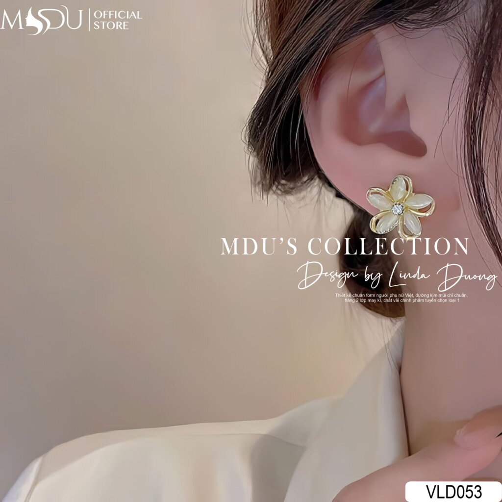 VLD053 Khuyên Tai Thiết Kế Hình Bông Hoa Năm Cánh Mạ Vàng 19 VLD053 Khuyên Tai Thiết Kế Hình Bông Hoa Năm Cánh Mạ Vàng