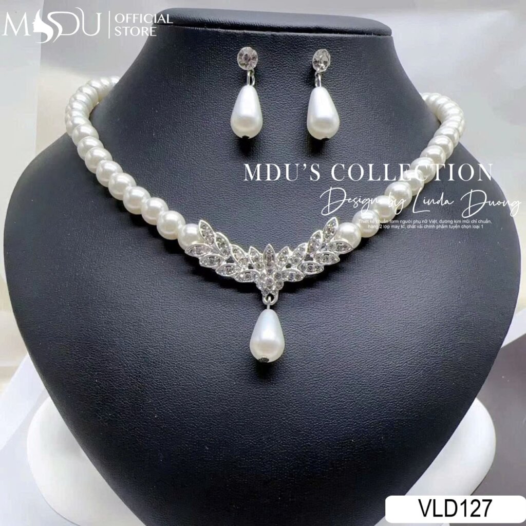 VLD127 – Vòng Cổ Ngọc Trai Pha Lê Hoa Thanh Lịch 19 Phong Cách Sang Trọng Cùng Bộ Trang Sức VLD127